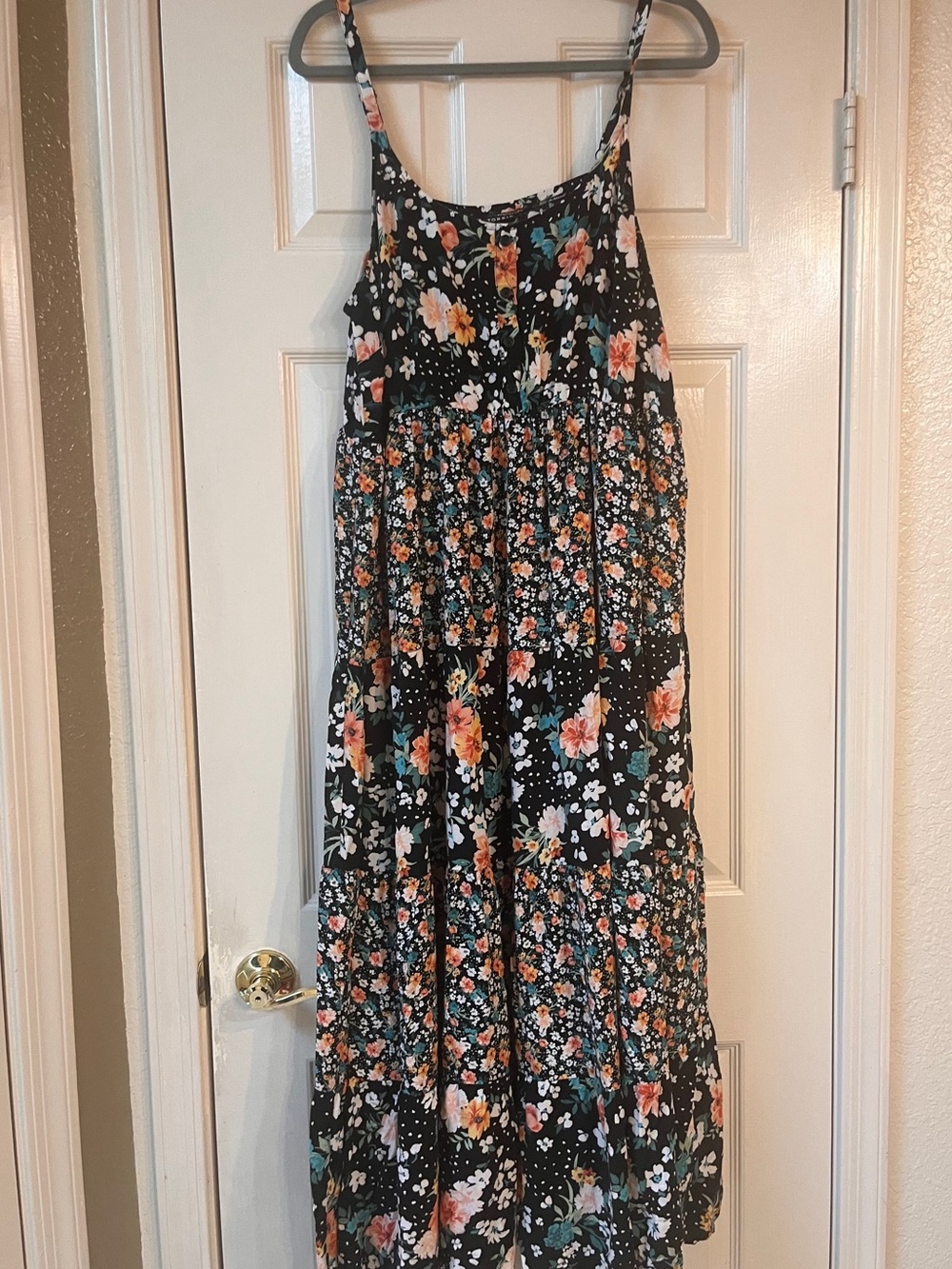 torrid Black Floral Maxi Dress with Peach & Teal Blooms